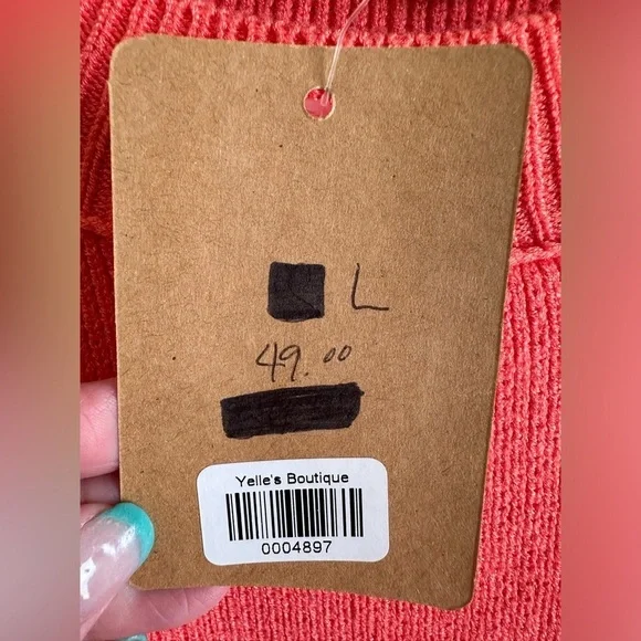 NWT Nash Grey Autumn Breeze Orange Crop Sweater Large Oversized High/Low - Picture 4 of 8